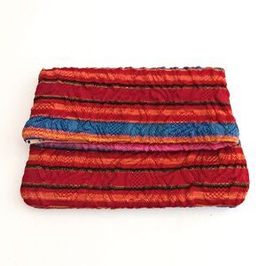 VTG 60s Vera Maxwell Original Foldover Clutch Bag Multicolor Striped Fabric